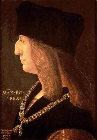 Keizer Maximiliaan I van Duitsland (1459-1519), 1502 door Giovanni Ambrogio de Predis